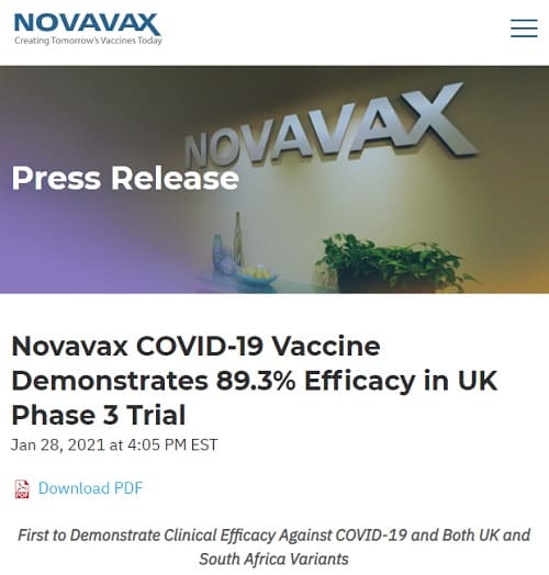 2021�N1��28�� Novavax�ւ̃����N�摜�ł��B