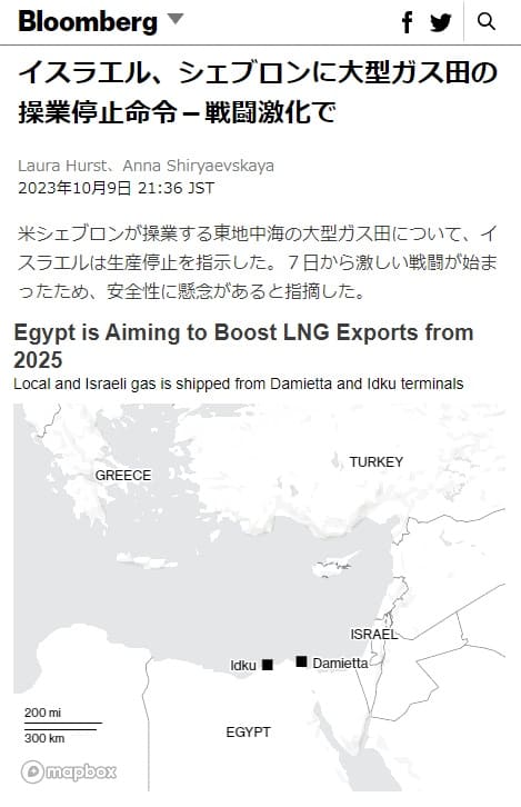 2023年10月9日 Bloombergへのリンク画像です。