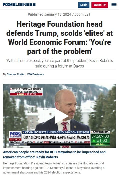 2024年1月18日 FOX BUSINESSへのリンク画像です。