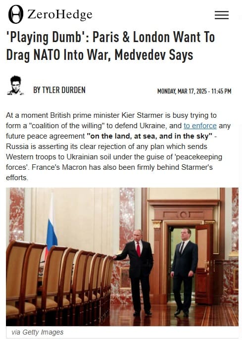 2025年3月17日 Zero Hedgeへのリンク画像です。