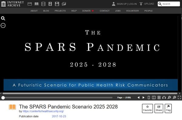 2017年10月23日 ジョンズ・ホプキンス大学健康安全保障センターby archive.orgへのリンク画像です。