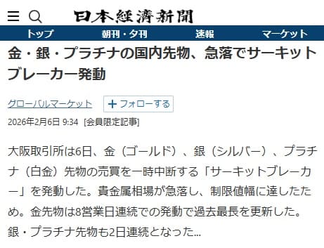 2026年2月6日 日本経済新聞へのリンク画像です。